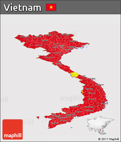 Flag Panoramic Map of Vietnam, flag rotated