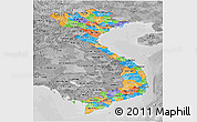 Political Panoramic Map of Vietnam, desaturated