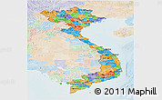 Political Panoramic Map of Vietnam, lighten