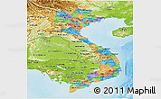 Political Panoramic Map of Vietnam, physical outside