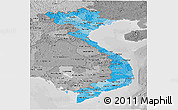 Political Shades Panoramic Map of Vietnam, desaturated