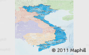 Political Shades Panoramic Map of Vietnam, lighten