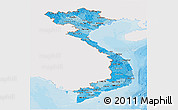 Political Shades Panoramic Map of Vietnam, single color outside