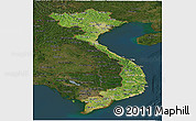 Satellite Panoramic Map of Vietnam, darken