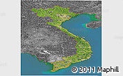 Satellite Panoramic Map of Vietnam, desaturated, land only