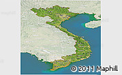 Satellite Panoramic Map of Vietnam, lighten, land only