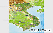 Satellite Panoramic Map of Vietnam, physical outside