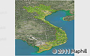 Satellite Panoramic Map of Vietnam, semi-desaturated, land only