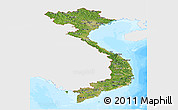 Satellite Panoramic Map of Vietnam, single color outside, bathymetry sea