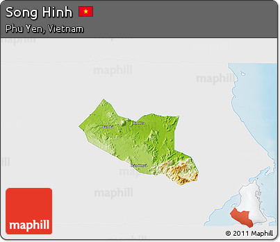 Physical 3D Map of Song Hinh, single color outside
