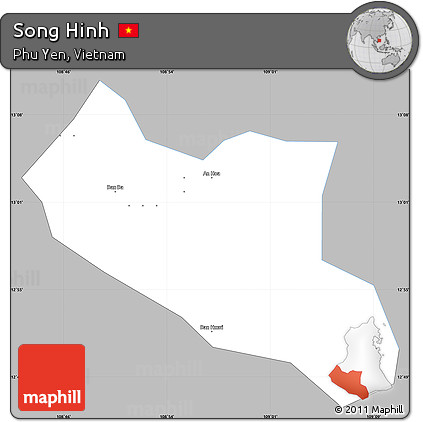 Gray Simple Map of Song Hinh, single color outside