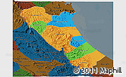 Political 3D Map of Quang Binh, darken