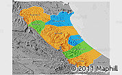 Political 3D Map of Quang Binh, desaturated