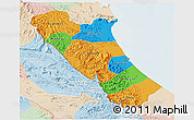 Political 3D Map of Quang Binh, lighten