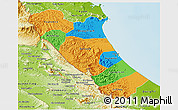 Political 3D Map of Quang Binh, physical outside