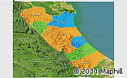 Political 3D Map of Quang Binh, satellite outside