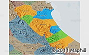 Political 3D Map of Quang Binh, semi-desaturated