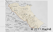Shaded Relief 3D Map of Quang Binh, desaturated