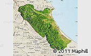 Satellite Map of Quang Binh, shaded relief outside