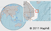 Gray Location Map of Duc Pho, highlighted country, hill shading