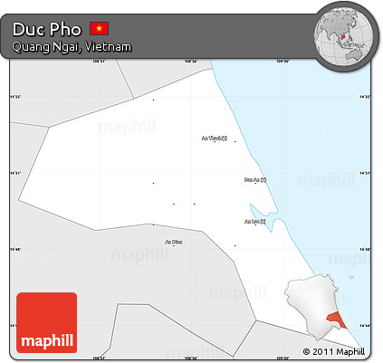 Silver Style Simple Map of Duc Pho