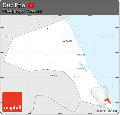 Silver Style Simple Map of Duc Pho