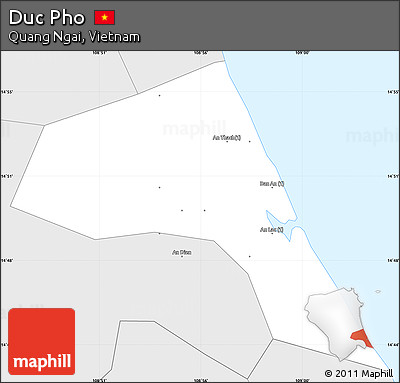Silver Style Simple Map of Duc Pho