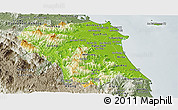 Physical Panoramic Map of Quang Ngai, semi-desaturated