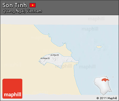 Classic Style 3D Map of Son Tinh, single color outside