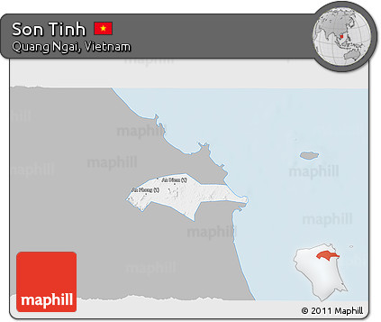 Gray 3D Map of Son Tinh, single color outside