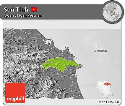 Physical 3D Map of Son Tinh, desaturated