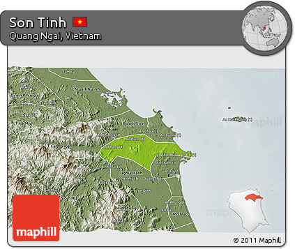Physical 3D Map of Son Tinh, semi-desaturated