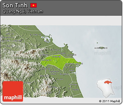 Physical 3D Map of Son Tinh, semi-desaturated