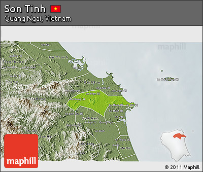 Physical 3D Map of Son Tinh, semi-desaturated