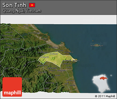 Satellite 3D Map of Son Tinh, darken