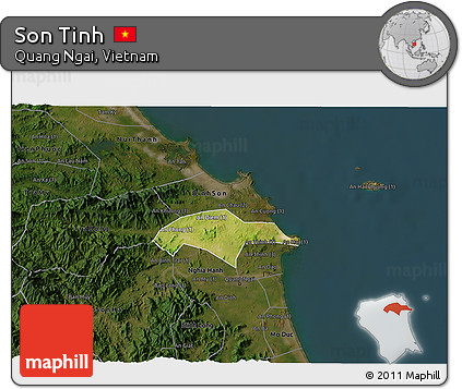 Satellite 3D Map of Son Tinh, darken
