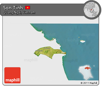Satellite 3D Map of Son Tinh, single color outside