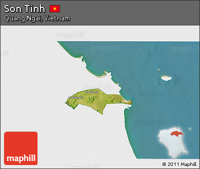 Satellite 3D Map of Son Tinh, single color outside