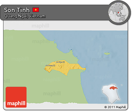 Savanna Style 3D Map of Son Tinh, single color outside