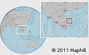 Gray Location Map of Son Tinh, within the entire country, hill shading