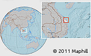 Gray Location Map of Son Tinh, highlighted parent region, hill shading