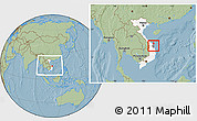Savanna Style Location Map of Son Tinh, highlighted country, highlighted parent region, within the entire country, hill shading