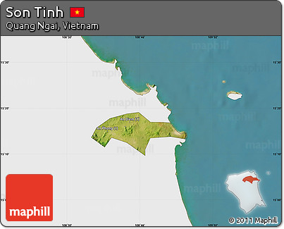 Satellite Map of Son Tinh, single color outside