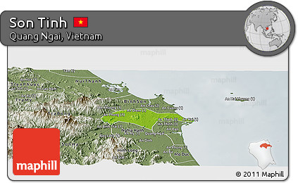 Physical Panoramic Map of Son Tinh, semi-desaturated