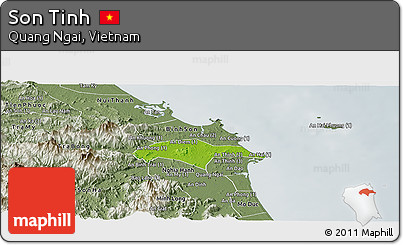 Physical Panoramic Map of Son Tinh, semi-desaturated