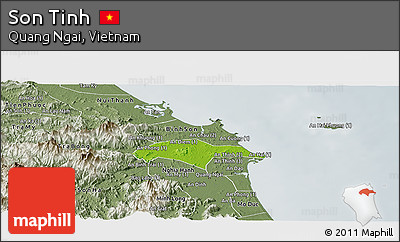 Physical Panoramic Map of Son Tinh, semi-desaturated
