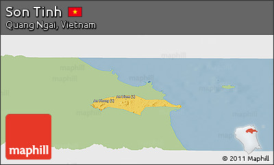 Savanna Style Panoramic Map of Son Tinh, single color outside