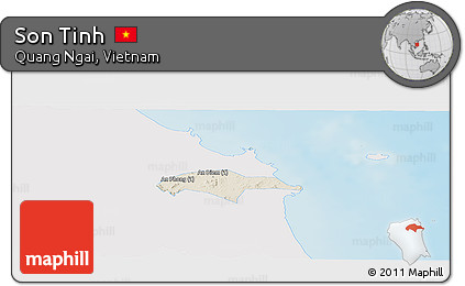 Shaded Relief Panoramic Map of Son Tinh, single color outside