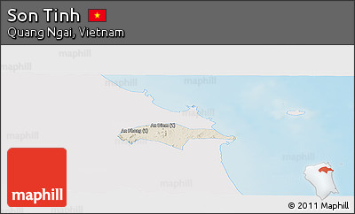 Shaded Relief Panoramic Map of Son Tinh, single color outside