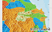 Physical Map of Tra Bong, political outside